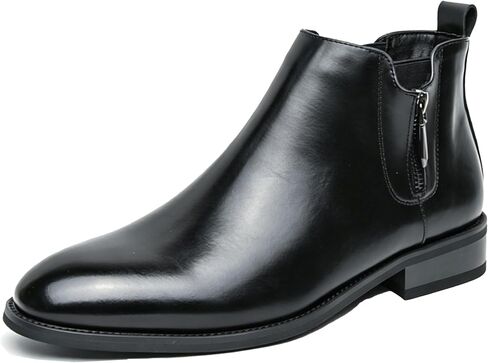 Men'S Chelsea Boots With Side Zipper Low Chunky Heel Business Dress Boots Formal Wedding Causal Work Ankle Boots in Kuwait