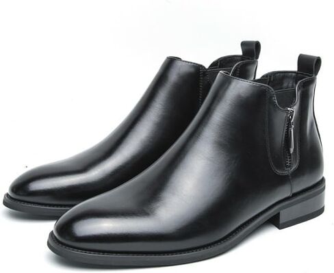 Men'S Chelsea Boots With Side Zipper Low Chunky Heel Business Dress Boots Formal Wedding Causal Work Ankle Boots in Kuwait