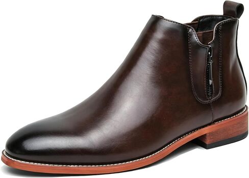 Men'S Chelsea Boots With Side Zipper Low Chunky Heel Business Dress Boots Formal Wedding Causal Work Ankle Boots in Kuwait