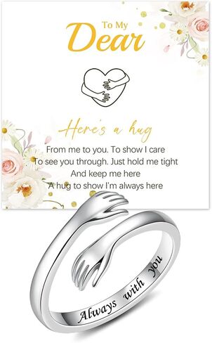 Graduation Gifts Sterling Silver Hug Rings for Women Adjustable Ring Hope Love Heaven Promise Friendship Rings Jewelry Birthday Gifts for Mom Daughter Grandma Granddaughter Wife Sister Teens Best Friends in Saudi Arabia