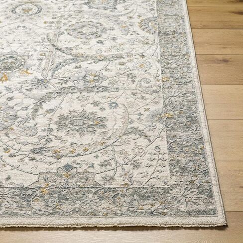 BoutiqueRugs Ivory Oriental Traditional 10ft Runner Rug Taupe Off White Dusty Sage Deep Teal Olive Light Gray Mustard Aviva Hallway Kitchen Corridor Stairway Laundry Room 2'7" x 10' Stain Resistant in Saudi Arabia