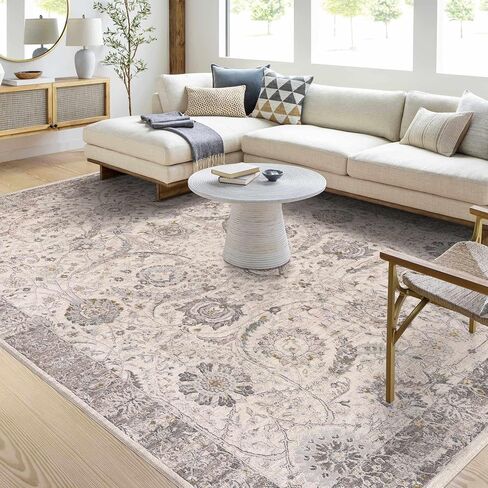 BoutiqueRugs Ivory Oriental Traditional 10ft Runner Rug Taupe Off White Dusty Sage Deep Teal Olive Light Gray Mustard Aviva Hallway Kitchen Corridor Stairway Laundry Room 2'7" x 10' Stain Resistant in Saudi Arabia