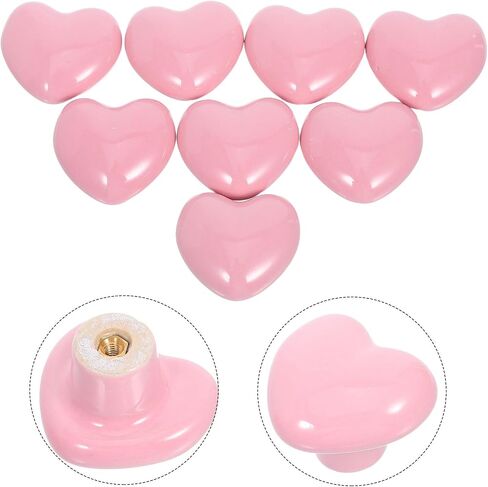 UPKOCH 8pcs Pink Heart Shape Ceramic Drawer Knobs for Room Cabinet Decorative Pulls Dresser Handles for Nursery Furniture in Kuwait