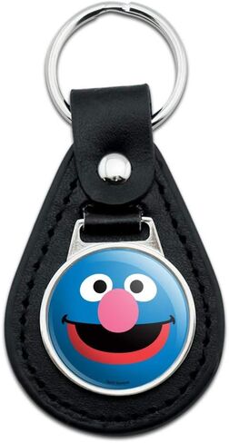 GRAPHICS & MORE Black Leather Sesame Street Grover Face Keychain in Kuwait