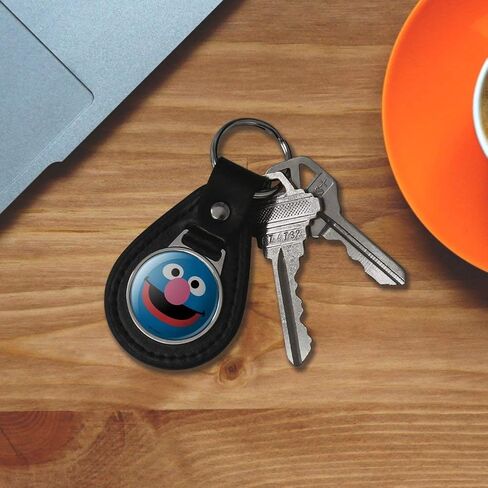 GRAPHICS & MORE Black Leather Sesame Street Grover Face Keychain in Kuwait