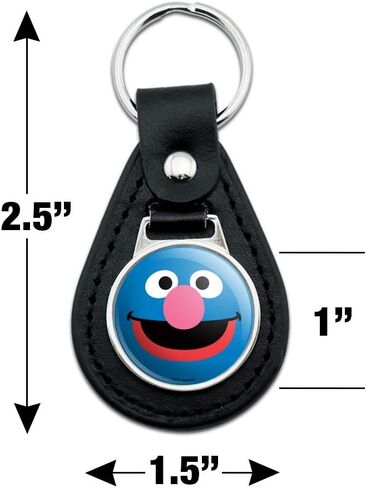 GRAPHICS & MORE Black Leather Sesame Street Grover Face Keychain in Kuwait