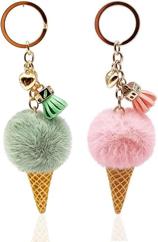 Ice Cream Plush Keychain, Soft Fluffy Key Ring for Bags & Luggage in Saudi Arabia