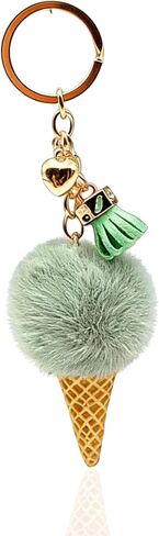 Ice Cream Plush Keychain, Soft Fluffy Key Ring for Bags & Luggage in Saudi Arabia