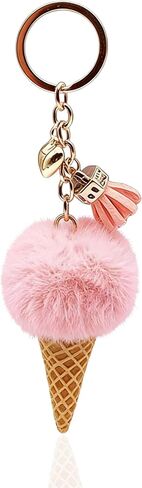 Ice Cream Plush Keychain, Soft Fluffy Key Ring for Bags & Luggage in Saudi Arabia