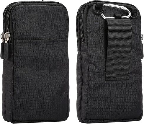 Cell Phone Belt Clip Bag Men, Crossbody Mobile Phone Wallet Vertical, Outdoor Travel Zipper Cellphone Shoulder Messenger Pouch Smartphone Waist Pack Belt Holster Nylon Pocket with Belt Loop Carabiner in Saudi Arabia
