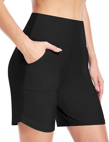 Moozava Women's 3"/5"/7"/9" Swim Board Shorts High Waisted Quick Dry Beach Swimsuit Bottoms Bathing Suit with Liner Pockets in Saudi Arabia