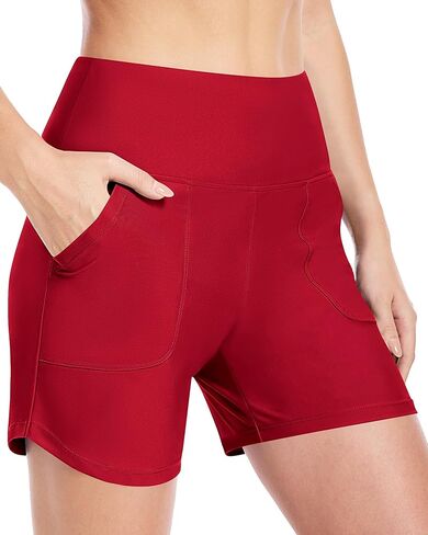 Moozava Women's 3"/5"/7"/9" Swim Board Shorts High Waisted Quick Dry Beach Swimsuit Bottoms Bathing Suit with Liner Pockets in Saudi Arabia