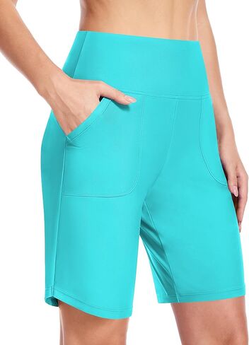 Moozava Women's 3"/5"/7"/9" Swim Board Shorts High Waisted Quick Dry Beach Swimsuit Bottoms Bathing Suit with Liner Pockets in Saudi Arabia