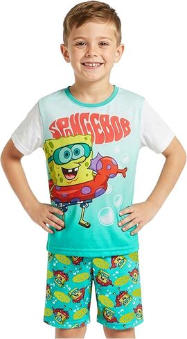 Get Trend SpongeBob SquarePants Boys Pajama Set, 2-Piece Summer PJs with Soft Short Sleeve T Shirt & Shorts, Kids Sleepwear in Saudi Arabia