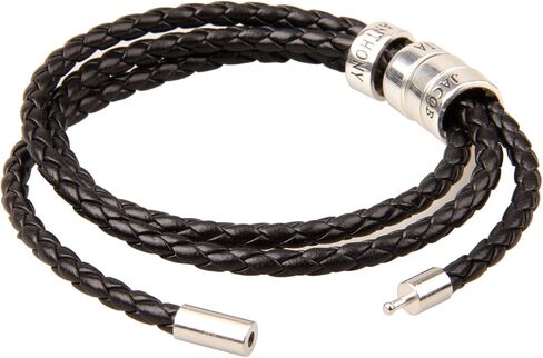 TAONE Personalized Mens Leather Bracelet, Family Name Bracelet,Custom Engraved Name Bracelet, Sterling Silver Beads Bracelet, Fathers Day Gift Lover Gifts in Saudi Arabia