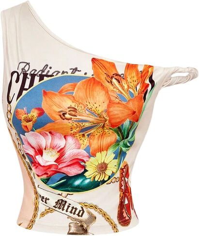 SOLY HUX Women's Y2k Off The Shoulder Tops Vintage Floral Sleeveless Going Out Crop Tank Top Tropical Vacation Outfits in Saudi Arabia