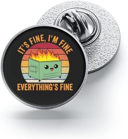 2-Pack “It’s Fine, I’m Fine, Everything’s Fine" Dumpster Fire English Brooch – Alloy Enamel Lapel Pin Cute Humor Gift for Stress Relief & Self Expression, Funny Stress Relief Brooch, Team Dumpster Fire Pin in Saudi Arabia