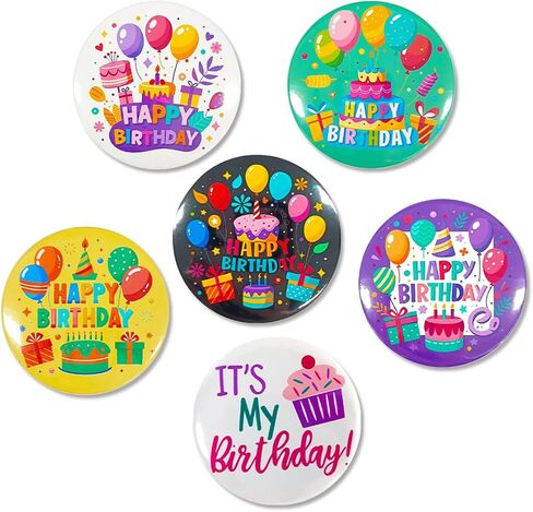 6pcs Basketball Birthday Badges Pins, 2.3 inch Round, Fun Party Supplies for Kids Tin Metal Enamel Pins with Basketball Designs for Birthday Boy Men in Kuwait