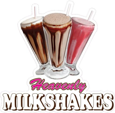 Die-Cut Sticker Multiple Sizes Heavenly Milkshakes Style B Restaurant & Food Heavenly Milkshakes Indoor Decal Concession Sign Pink - 10in Longest Side in Saudi Arabia