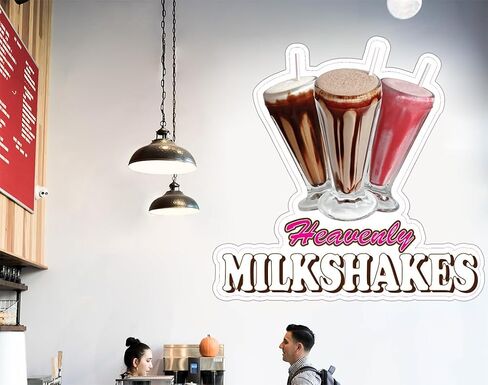 Die-Cut Sticker Multiple Sizes Heavenly Milkshakes Style B Restaurant & Food Heavenly Milkshakes Indoor Decal Concession Sign Pink - 10in Longest Side in Saudi Arabia