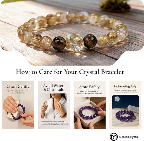 WUXIN Five Elements Healing Crystal Bracelet for Women - Natural Amethyst, Rose Quartz, Citrine & Aquamarine Gemstone Bracelet for Balance, Chakra Healing & Anxiety Relief, Spiritual Gift with Jewelry Box in Saudi Arabia
