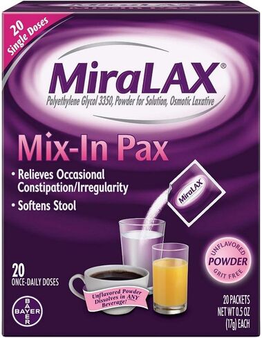 MiraLAX Mix-In Pax,0.59 Ounce (Pack of 20) in Saudi Arabia