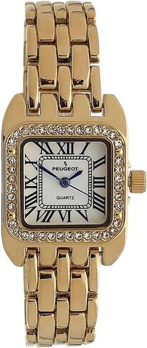Peugeot Women's Tank Shape Watch with Panther Link Bracelet, Dress Watch with Crystal Bezel and Roman Numeral Dial in Kuwait