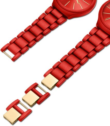 Letoff Red Women's Watch with Gold Arabic Numerals, Interchangeable Metal Strap (No Tools Needed), Bold Fashion Timepiece Water Resistant 100ft in Saudi Arabia