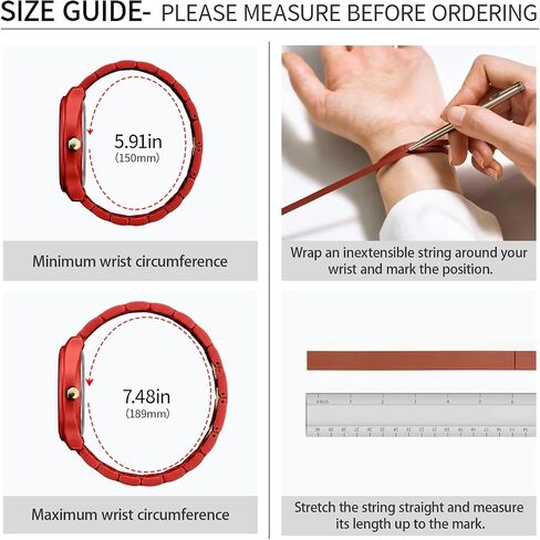 Letoff Red Women's Watch with Gold Arabic Numerals, Interchangeable Metal Strap (No Tools Needed), Bold Fashion Timepiece Water Resistant 100ft in Saudi Arabia