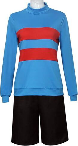 Striped Green Sweatshirt Costume with Black Shorts, Casual Cosplay Outfit for Adult Halloween Dress-Up in Saudi Arabia