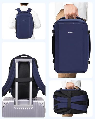 ECOHUB Anti Theft Laptop Backpack, Flight Approved Travel Bag, 30L Personal Item for Business Commute, Fits 17.3" Computer, Blue in Saudi Arabia