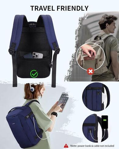 ECOHUB Anti Theft Laptop Backpack, Flight Approved Travel Bag, 30L Personal Item for Business Commute, Fits 17.3" Computer, Blue in Saudi Arabia