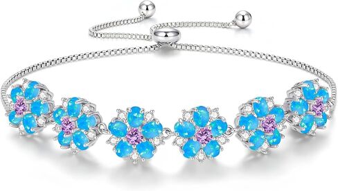 CiNily Flower Opal Tennis Bracelets for Women Trendy Flower Opal Dainty Bracelet Cubic Zirconia CZ Diamond Adjustable Classic Bracelets Gift for Prom Wedding, 14K White Gold | Rose Gold | Gold Plated in Kuwait