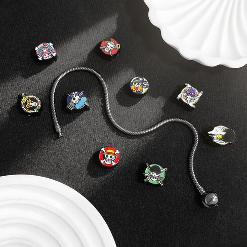 مجموعة هدايا سوار OP Charm مكونة من 9 وجوه جمجمة تشيبي صغيرة على طراز الرسوم المتحركة، لوفي، زورو، نامي، سانجي، يوسوب، روبن والمزيد، سلسلة معدنية قابلة للإزالة للمعجبين in Kuwait