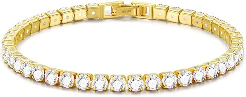 3mm/4mm Cubic Zirconia Classic Tennis Bracelet 14K Gold Plated/Silver Bracelets for Women Size 6.5-7.5 Inch in Saudi Arabia