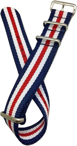 NewLife 22mm Nylon Watchstrap | Military Style Replacement Watchband for Men and Women - Red, White, and Blue in Kuwait