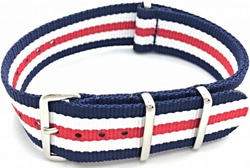 NewLife 22mm Nylon Watchstrap | Military Style Replacement Watchband for Men and Women - Red, White, and Blue in Kuwait