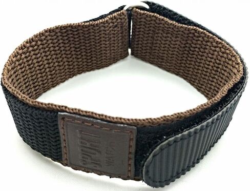 NewLife 20mm Long, Adjustable-Length, Dark Brown/Black, Nylon Watchstrap | Heavy Duty, Hook and Loop, Sport Replacement Wrist Watchband for Men and Women in Kuwait