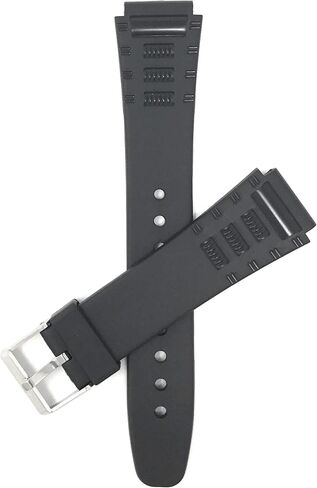Bandini Rubber Watch Band, Black Resin Replacement for Casio, Compatible with Timex Digital Watch Bands & More, Waterproof Sports Strap, 2 Spring Bars Included - Metal Buckles - 18mm in Saudi Arabia