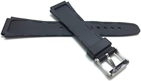 Bandini Rubber Watch Band, Black Resin Replacement for Casio, Compatible with Timex Digital Watch Bands & More, Waterproof Sports Strap, 2 Spring Bars Included - Metal Buckles - 18mm in Saudi Arabia