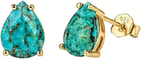 Turquoise Earrings 14k Gold Plated 925 Sterling Silver Teardrop Hypoallergenic Stud Earrings Jewelry For Women Mothers Day Gifts for Mom in Kuwait