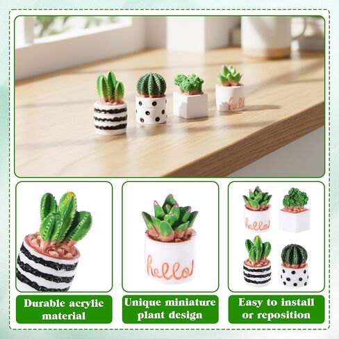 Cute Car Accessories for Women 4PCS Tiny Plants Dashboard Decorations, Car Dashboard Decorations Mini Succulent Cars Decor Mini Cars Ornament Screen Ornament Accessories in Saudi Arabia