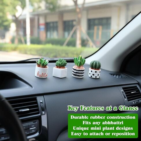 Cute Car Accessories for Women 4PCS Tiny Plants Dashboard Decorations, Car Dashboard Decorations Mini Succulent Cars Decor Mini Cars Ornament Screen Ornament Accessories in Saudi Arabia
