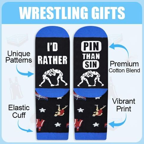 Wrestling Gifts Socks - Funny Socks Presents for Men Women Coaches Youth Wrestling Gear and Accessories Box Ready for Present in Saudi Arabia