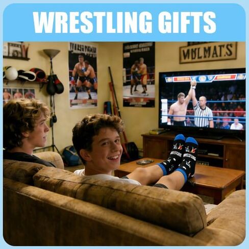 Wrestling Gifts Socks - Funny Socks Presents for Men Women Coaches Youth Wrestling Gear and Accessories Box Ready for Present in Saudi Arabia
