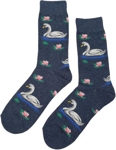 Swan Dress Socks Funny Novelty Crazy Fun Design Men Size 8-12 Cotton Casual Crew Colorful Funky Fancy Socks Gift for Men in Kuwait