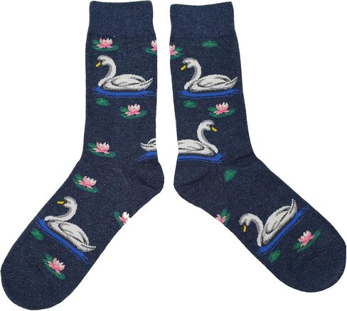 Swan Dress Socks Funny Novelty Crazy Fun Design Men Size 8-12 Cotton Casual Crew Colorful Funky Fancy Socks Gift for Men in Kuwait