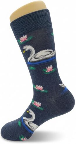 Swan Dress Socks Funny Novelty Crazy Fun Design Men Size 8-12 Cotton Casual Crew Colorful Funky Fancy Socks Gift for Men in Kuwait