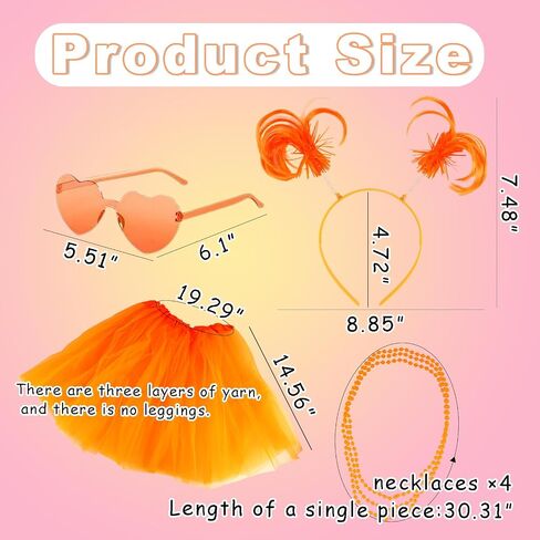 80s Orange Tutu Costume Accessories Colorful Tulle Tutu Skirts Orange Accessories for Women Fancy Dress Running Outfits and Dance Party Wear in Saudi Arabia