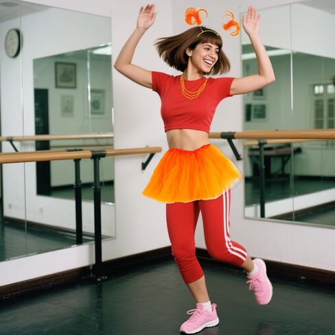 80s Orange Tutu Costume Accessories Colorful Tulle Tutu Skirts Orange Accessories for Women Fancy Dress Running Outfits and Dance Party Wear in Saudi Arabia